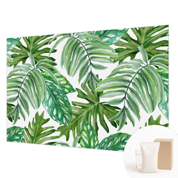 Wall mural with an exotic leaves design