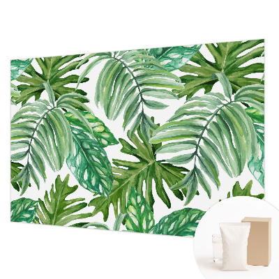 Wall mural with an exotic leaves design