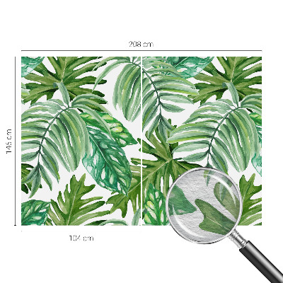 Wall mural with an exotic leaves design