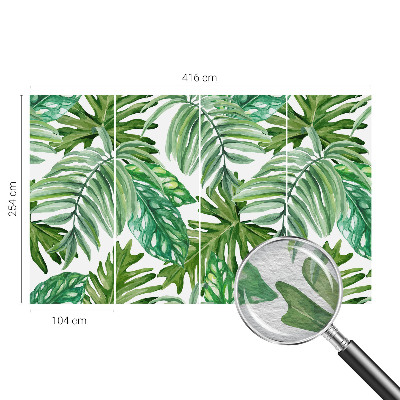 Wall mural with an exotic leaves design