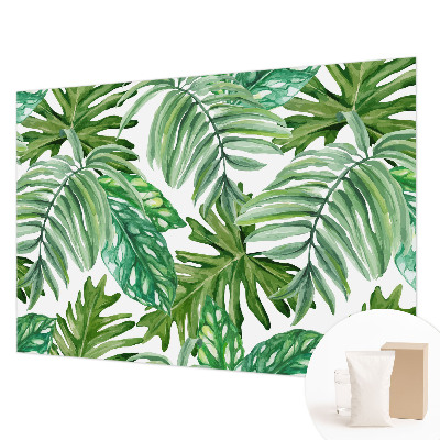 Wall mural with an exotic leaves design