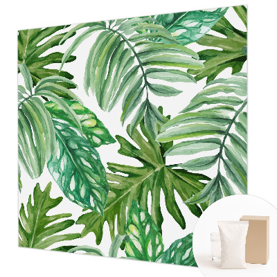 Wall mural with an exotic leaves design