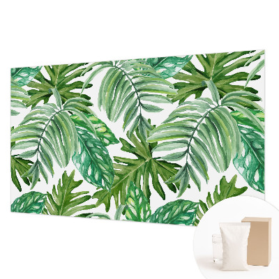 Wall mural with an exotic leaves design