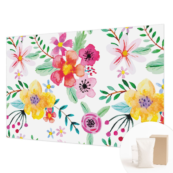 Wall mural for living room with a fresh floral design