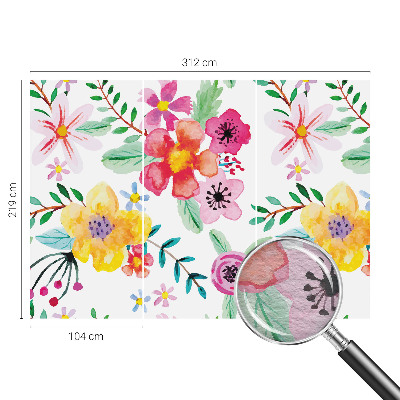 Wall mural for living room with a fresh floral design