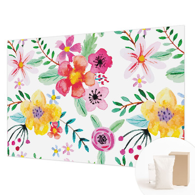 Wall mural for living room with a fresh floral design