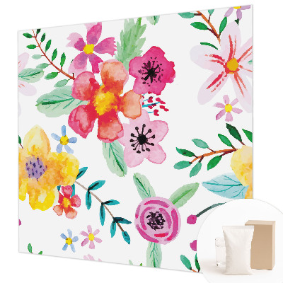 Wall mural for living room with a fresh floral design