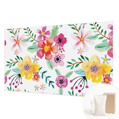 Wall mural for living room with a fresh floral design