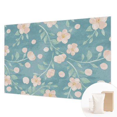 Wallpaper mural for living room with a floral design