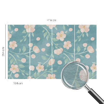 Wallpaper mural for living room with a floral design