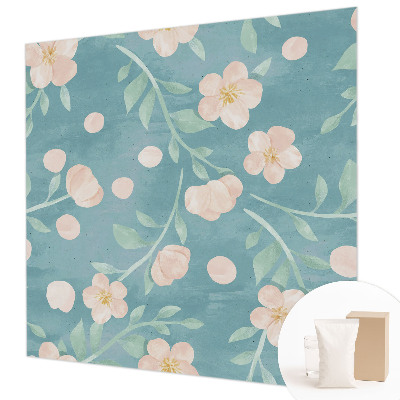 Wallpaper mural for living room with a floral design