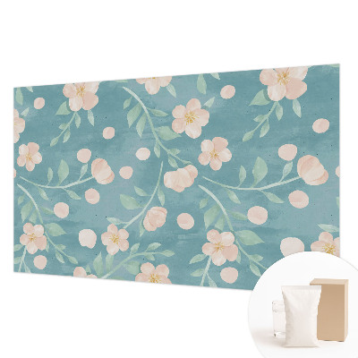 Wallpaper mural for living room with a floral design