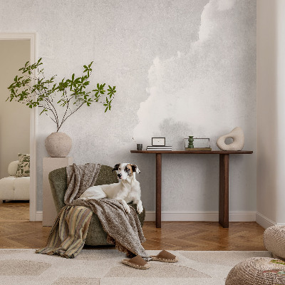 Bedroom wall mural wallpaper with a subtle cloud pattern
