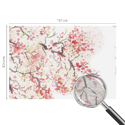 Large wallpaper mural with flowering branches motif