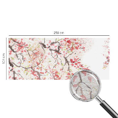 Large wallpaper mural with flowering branches motif