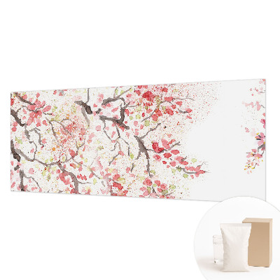 Large wallpaper mural with flowering branches motif