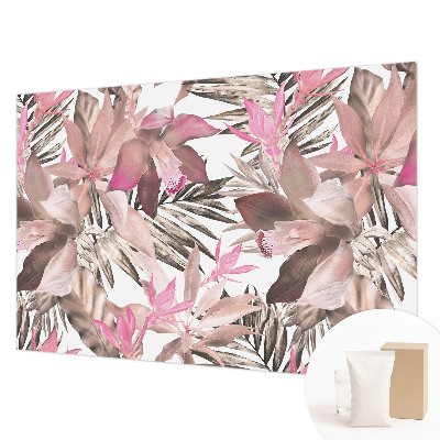Custom size wall mural with an exotic flowers design