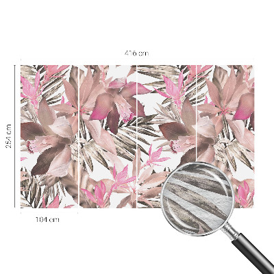 Custom size wall mural with an exotic flowers design