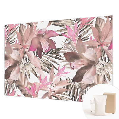 Custom size wall mural with an exotic flowers design