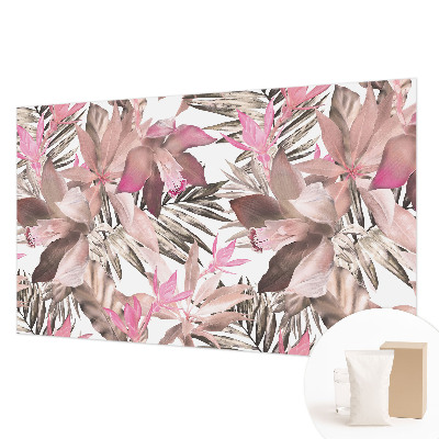 Custom size wall mural with an exotic flowers design