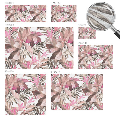 Custom size wall mural with an exotic flowers design