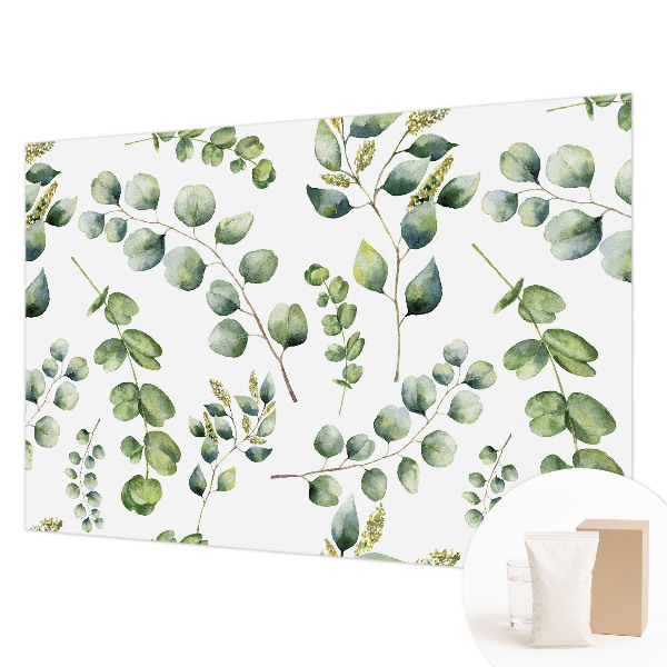 Modern wall mural with green leaves for the living room