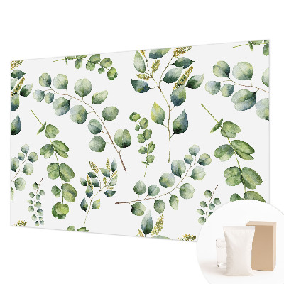 Modern wall mural with green leaves for the living room