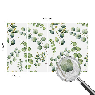 Modern wall mural with green leaves for the living room