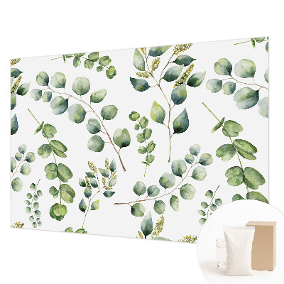 Modern wall mural with green leaves for the living room