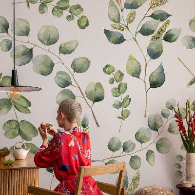 Modern wall mural for living room Green leaves
