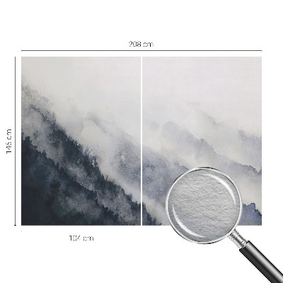 Modern wall mural for bedroom with a mountain fog design
