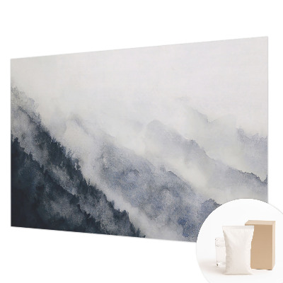 Modern wall mural for bedroom with a mountain fog design