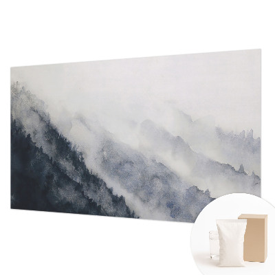 Modern wall mural for bedroom with a mountain fog design