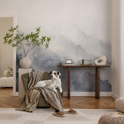 Modern wall mural for bedroom with a mountain fog design