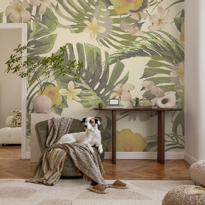 Premium photo wallpaper with an exotic flora design