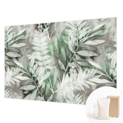 Non-woven photo wallpaper with a watercolor leaves design