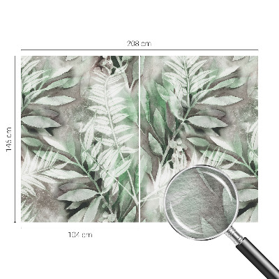 Non-woven photo wallpaper with a watercolor leaves design