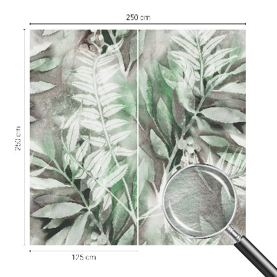 Non-woven photo wallpaper with a watercolor leaves design