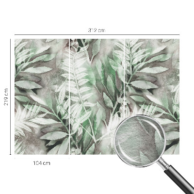 Non-woven photo wallpaper with a watercolor leaves design