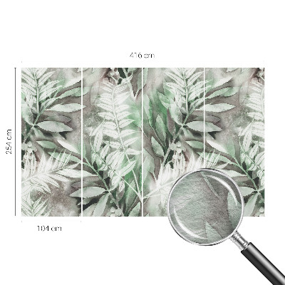Non-woven photo wallpaper with a watercolor leaves design