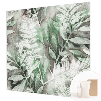 Non-woven photo wallpaper with a watercolor leaves design