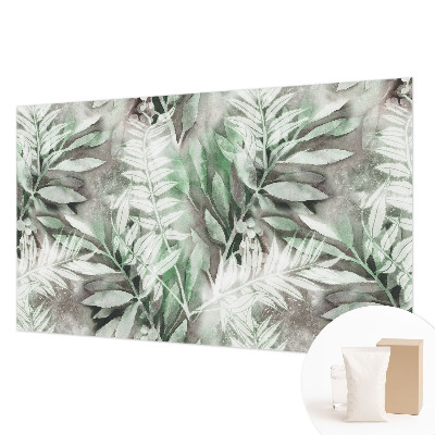 Non-woven photo wallpaper with a watercolor leaves design