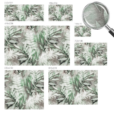 Non-woven photo wallpaper with a watercolor leaves design