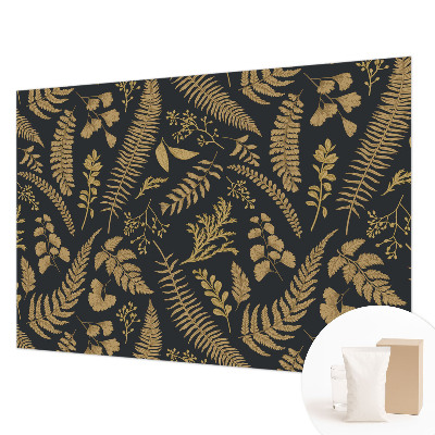 Non-woven wall mural with a botanical leaves design