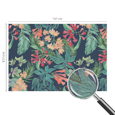 Decorative wall mural for living room with a tropical flowers design