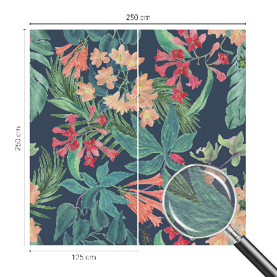 Decorative wall mural for living room with a tropical flowers design