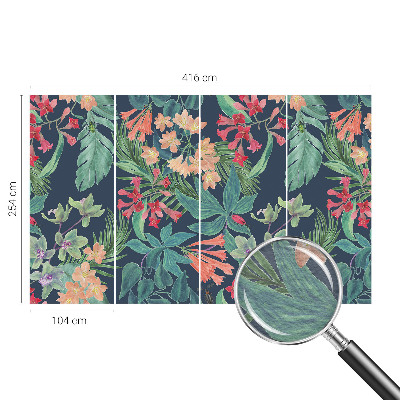 Decorative wall mural for living room with a tropical flowers design
