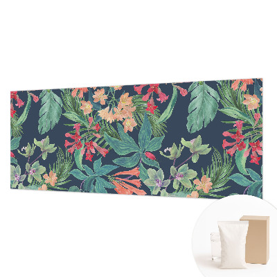 Decorative wall mural for living room with a tropical flowers design