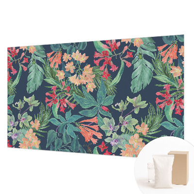 Decorative wall mural for living room with a tropical flowers design