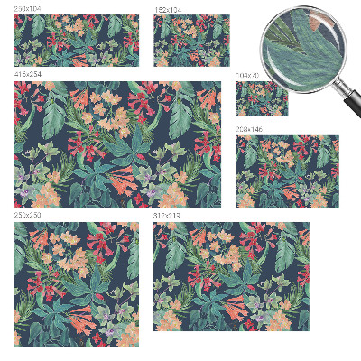Decorative wall mural for living room with a tropical flowers design